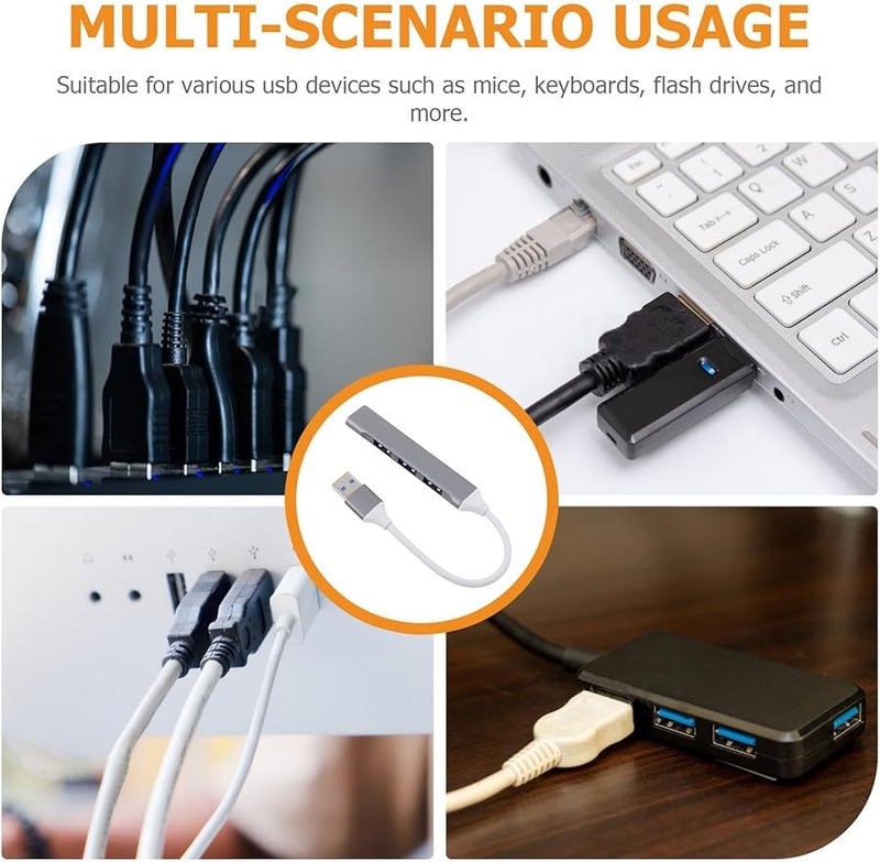 USB Hub 4 Port Multiport Expander Adapter Dark Gray for Laptop Desktop Gaming Travel - Image 3